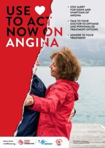Affiche de la campagne de sensibilisation mondiale Use Heart to act Now on Angina