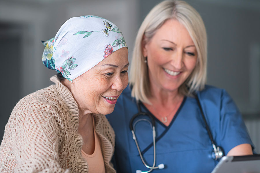 Photo of a leukemia patient in the hospital