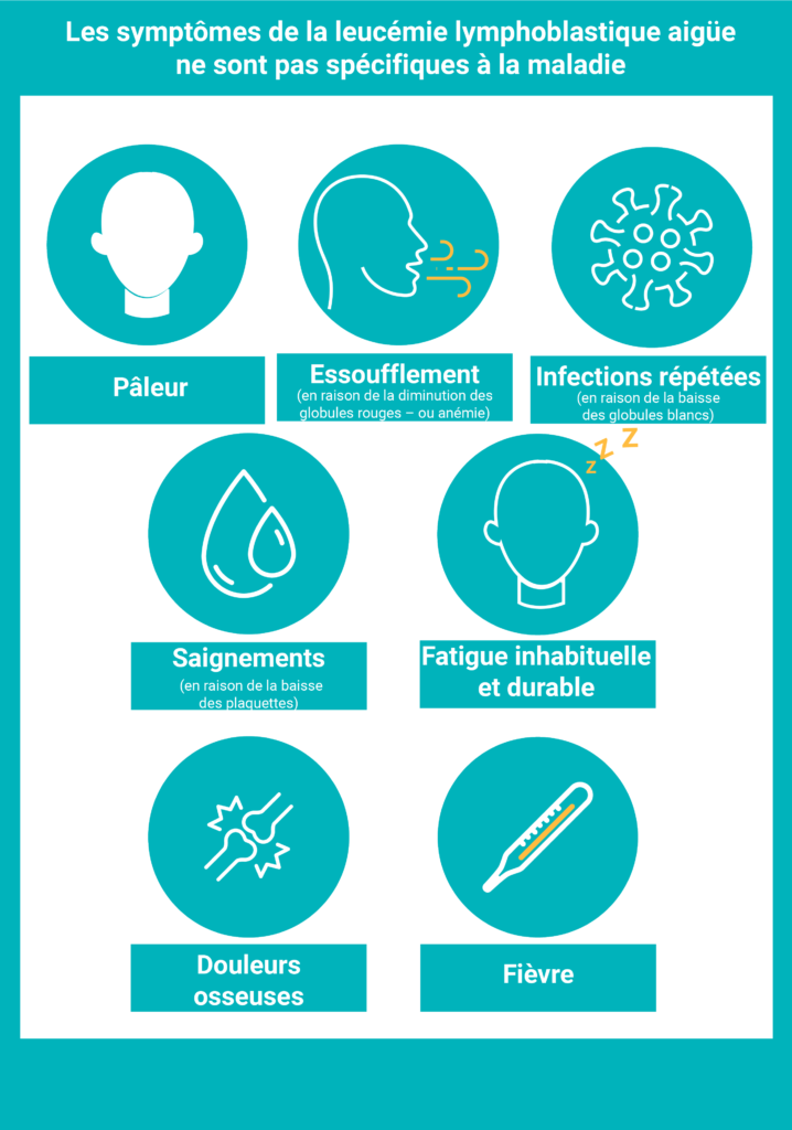 Infographie sur les symptômes de la leucémie lymphoblastique aigüe