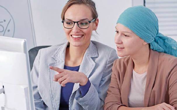 Photo of a patient with her doctor